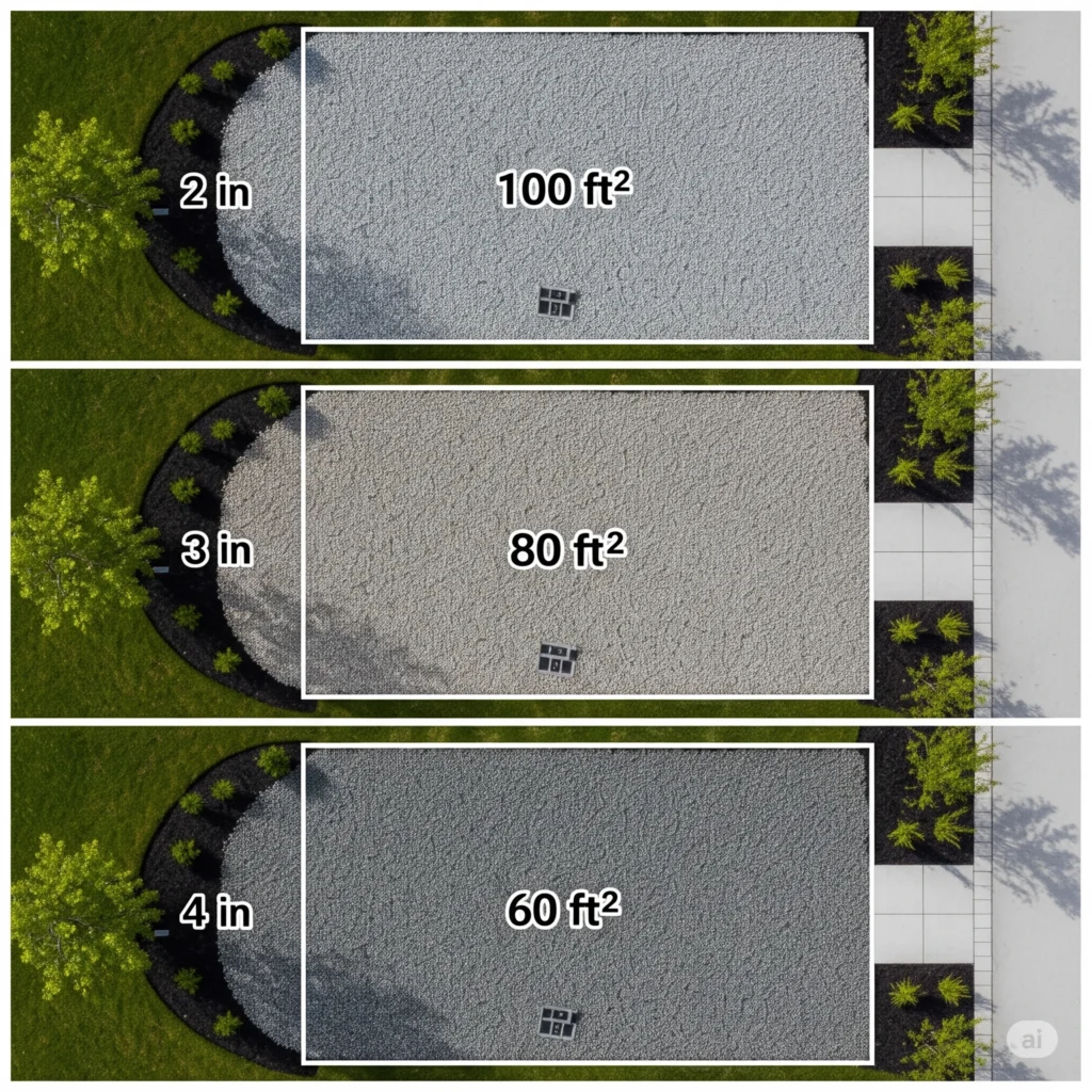 4 . What area will one ton of gravel cover