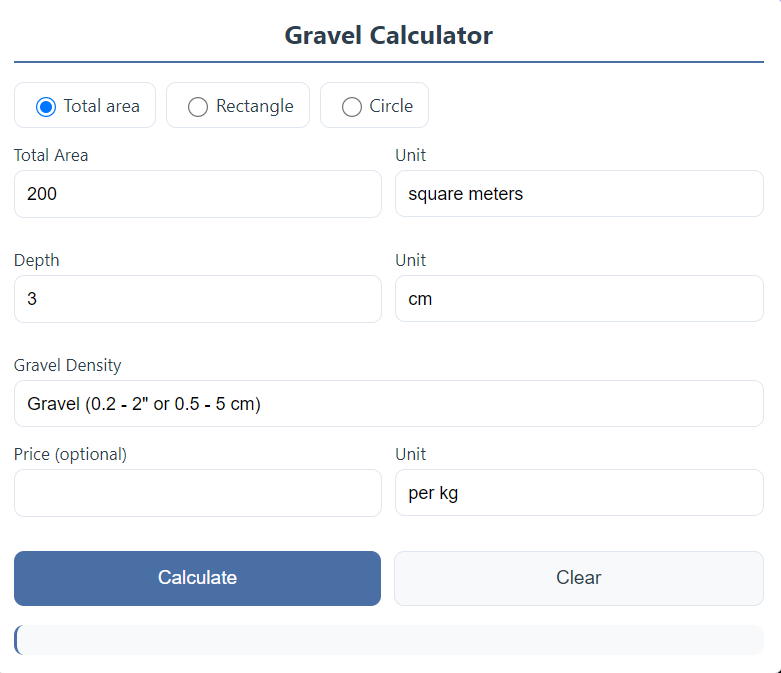 Free gravel calculator for exact volume, weight, and cost. Enter area, depth, and material to get instant yards tons, and price US/Metric with pro tips.