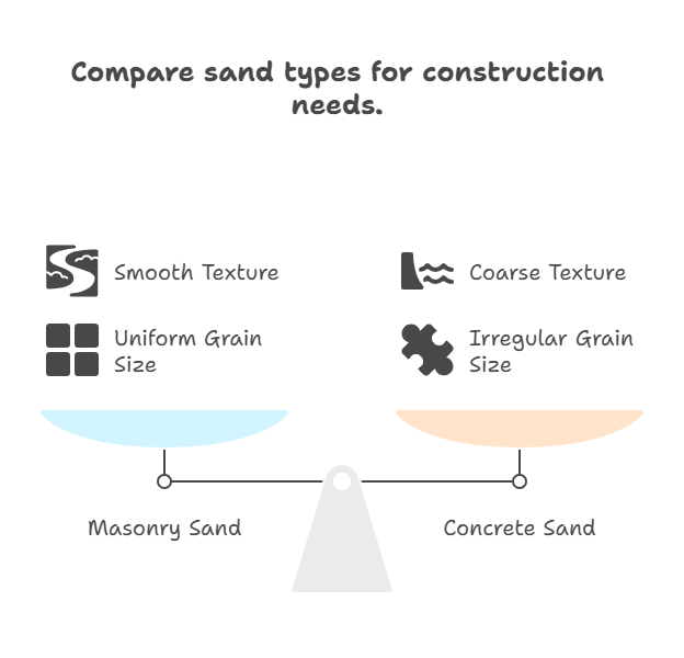 Close-Up Comparison Masonry Sand vs Concrete San
