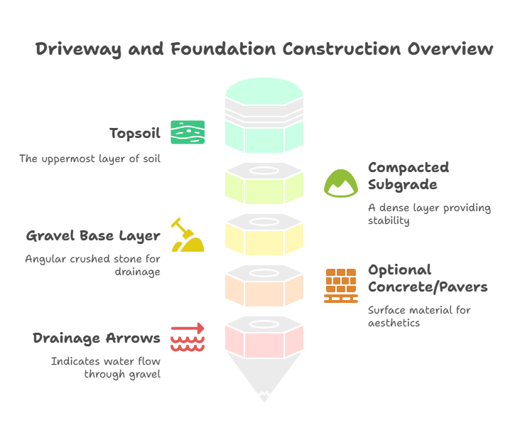Gravel in Construction – Cross Section Diagram