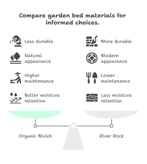 River Rock Landscaping Ideas: Transform Your Yard with Natural Stone 4 Side-by-Side Comparison River Rock vs Mulch