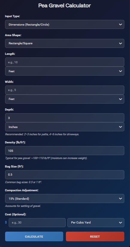 Pea Gravel Calculator 1 pea gravel